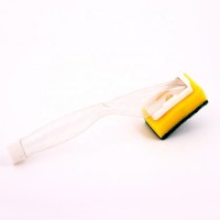 Scouring pad kitchen usage PP handle dish sponge brush with soap dispenser